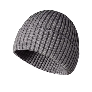 Unisex Ribbed Beanie Hat Solid Color 100% Acrylic Knitted <b>Winter</b> <b>Cap</b> Casual Wear for Adults 56-58CM - Product Image 1