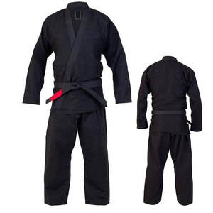 Kimono de judo noir avec ceinture blanche, unisexe adulte, polyester/coton, vêtements d'arts martiaux, coupe régulière, durable, extensible, léger - Product Image 5