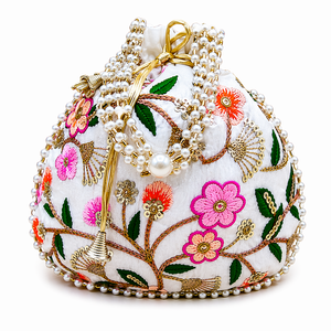 Sacs Potli en Soie Indienne Faits Main, Sacs à Cordon, Cadeaux de Mariage, Brodés, Fantaisie, Légers, Vente en Gros - Product Image 1