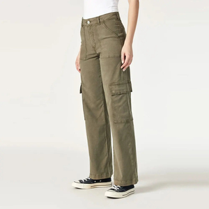 Pantalon cargo décontracté 100 % polyester pour femme, vente en gros, OEM ODM, directement de l'usine, fabricant de vêtements haut de gamme, taille haute, respirant - Product Image 3
