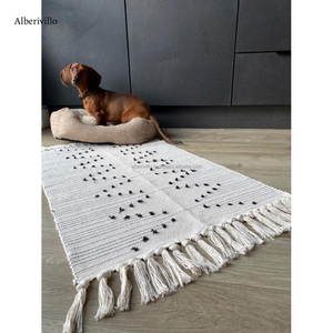 พรมฝ้ายซักได้ ทอมือ ลายทอแบบโบฮีเมียน สำหรับห้องครัว ห้องรับประทานอาหาร ห้องนั่งเล่น พรมปูพื้นปักลาย - Product Image 6