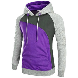 Sweat à capuche pour homme, coupe classique, patchwork tricoté, style décontracté, vêtement d'hiver, 100% coton, molleton épais - Product Image 1