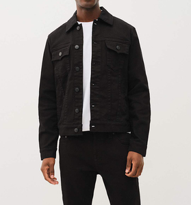 <b>Men's</b> Loose Cotton Canvas Shirt <b>Jacket</b> Workwear Style Turn-down Collar <b>Long</b> Sleeve Solid Black Autumn Wear - Product Image 3
