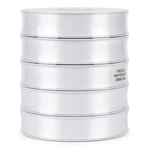 Ruban satin blanc simple face 25 mm, fournisseur en gros, lot de 5 rouleaux x 8 mètres, pour décoration de mariage, emballage cadeau, nœuds de chaise - Product Image 2