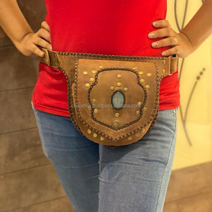 Riñonera Vintage de cuero genuino hecha a mano con correa ajustable riñonera multibolsillo para mujer para viajes al aire libre - Product Image 3