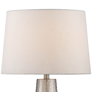 Lampe de table en argent martelé au design moderne, lot de 2, lampe de chevet de luxe, abat-jour en tissu blanc, décoration pour chambre à coucher et salon - Product Image 4
