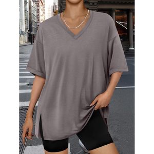 T-shirt OEM Femme Col V Coupe Slim Manches Courtes Logo Personnalisé Anti-boulochage Teint Uni Coton Respirant 2026 Pakistan - Product Image 3