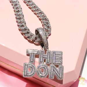 Custom <b>Name</b> Pendant " The Don " Necklace Moissanite Diamond Cuban <b>Chain</b> Hip Hop Jewelry For Men Women - Product Image 1