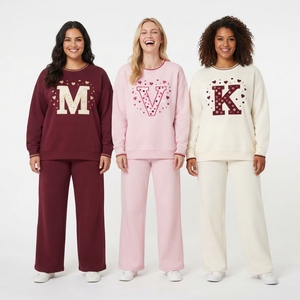 <b>Women</b> <b>Christmas</b> Fleece <b>Sweatshirt</b> and Wide Leg Trouser Suit Long Sleeve Crewneck Matching Two Piece Winter - Product Image 3