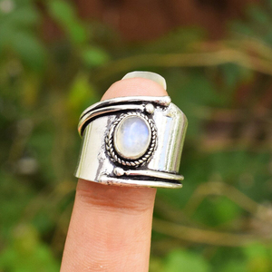 Bague en pierre de lune, argent sterling 925, faite à la main, bijou pour elle - Product Image 3