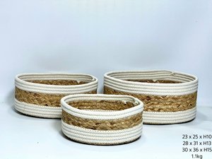 Multi-layer rope laundry <b>basket</b> <b>Foldable</b> Cotton Mix Water Hyacinth Storage <b>Baskets</b> Blanket Storage <b>Basket</b> From Vietnam - Product Image 3