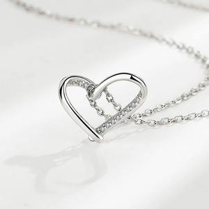 AMBER JEWELS T-3127 สร้อยคอจี้รูปหัวใจชุบทองคำสีกุหลาบพร้อมสายโซ่เพชรเครื่องประดับงานแต่งงานคลาสสิกสำหรับทุกเพศ - Product Image 5