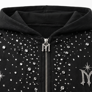 Sudadera con Capucha Personalizada con Pedrería, ODM, Marca Privada, Sudadera con Capucha Decorada con Cristales, Sudadera Brillante de Moda, Venta al por Mayor, MOQ, Lote - Product Image 5
