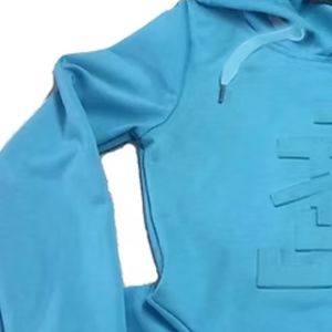 Girls <b>Sky</b> <b>Blue</b> Hooded Peplum Sweatshirt Long Sleeve Embossed Design Pullover Casual Soft Cotton Kids Fashion Hoodie <b>Top</b> - Product Image 5