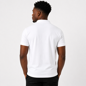 Polo blanc personnalisé pour homme, 100% coton piqué, polo uni à manches courtes, uniforme de golf, uniforme d'entreprise, OEM, ODM, marque privée - Product Image 4