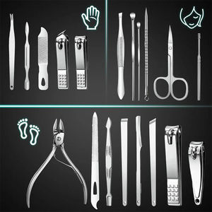 Ensemble de soins des ongles professionnel en acier de qualité supérieure, 16 pièces, kit de manucure DIY de haute qualité, coupe-ongles, outils de podologie, outils de beauté - Product Image 3