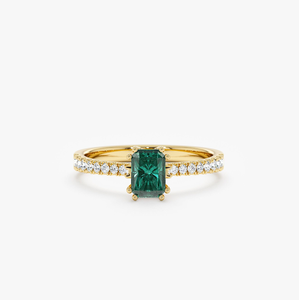 Bague en or plaqué vintage de haute pureté avec diamant rond brillant cultivé en laboratoire certifié IGI pour les fiançailles, les mariages et les bijoux de mariée - Product Image 1