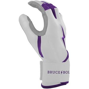 Gants de frappe de baseball en cuir premium personnalisables pour droitier, avec fermeture Velcro, design ergonomique, violet métallisé - Product Image 3