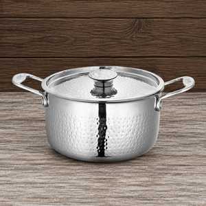Casserole en acier inoxydable martelé avec couvercle, pot de cuisson haut de gamme, ustensiles de cuisine modernes - Product Image 1