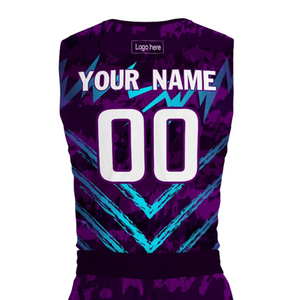 Conjunto de Camiseta y Pantalones Cortos de Baloncesto Sublimados Personalizados, Cuello en V, Sin Mangas, Poliéster que Absorbe la Humedad, Uniformes de Equipo para Adultos - Product Image 4