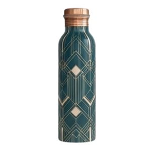 Custom Printed Geometric Pattern Pure Copper <b>Water</b> <b>Bottle</b> Leak Proof Ayurvedic Copper Drinking <b>Bottle</b> for Yoga Office Travel - Product Image 1