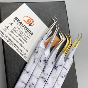 Pince à épiler professionnelle japonaise en acier inoxydable, meilleure vente, extension de cils à impression en marbre avec pointe pointue - Product Image 4