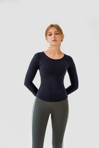 High-Quality Women's Long Sleeve Seamless Sports <b>Top</b> O-Neck Slim Fit Breathable Knitted Athletic Tee Full Sleeve Casual Wear - Product Image 5