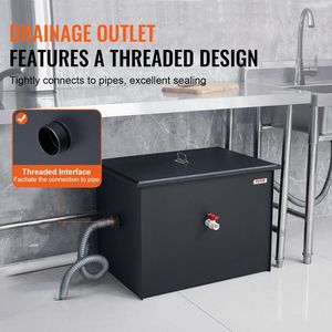 Attrezzatura per Cucine Commerciali: Trappola per Grasso in Acciaio al Carbonio da 40 LBS, 15.2 GPM, Intercettore di Rifiuti con Ingresso Laterale per Lavello, 40 LBS Grasso - Product Image 4