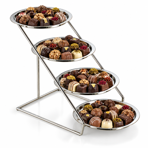 Support à chocolat triangulaire moderne à trois niveaux en argent pour restaurants, hôtels, mariages et événements – Tailles et couleurs personnalisées disponibles - Product Image 6