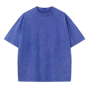 Camisetas de Corte Regular Estilo Urbano con Lavado Vintage, Camisetas Lisas para Hombre, 100% Algodón Grueso, Unisex, Cómodas, con Lavado Ácido - Product Image 1