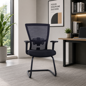 Chaise de bureau moderne KINSHA à dossier en maille réglable électriquement, avec design ergonomique en tissu, base en métal et pivotante pour la maison/le bureau - Product Image 1