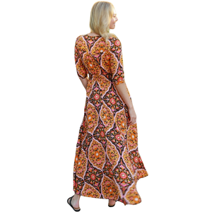 Vestido largo de mujer con manga corta, estilo línea A, para la playa - Product Image 2