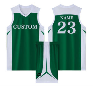 Ensemble de maillots de basket-ball unisexes personnalisés Blanc Noir Jaune Col en V Taille entièrement élastique Évacuation de l'humidité Impression numérique Respirant 100% - Product Image 2