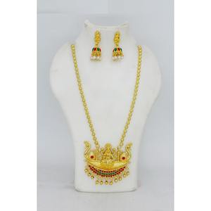 Collier temple ethnique serti de boucles d'oreilles plaqué or pour mariages et fêtes nuptiales pour femmes collier à pendentif temple pour filles - Product Image 5