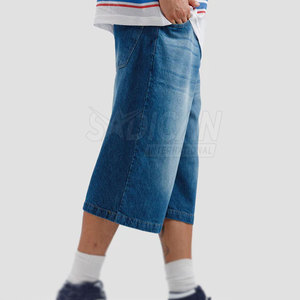 Pantalones Cortos de Mezclilla para Hombre, Estilo Vintage, Lavados, de Cintura Media, Tejido de Algodón, Corte Recto, Cinco Bolsillos, Cierre con Botones y Cremallera, para Uso Diario Informal de Verano - Product Image 5
