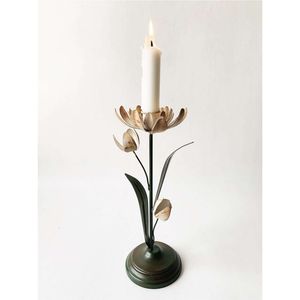 Handmade Floral Metal <b>Candlestick</b> Holder Luxury Iron Tulip Taper Candle Stand Decorative Flower Tabletop Centerpieces Decor - Product Image 2