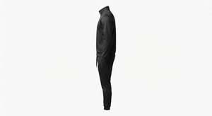 Survêtement Hip Hop Noir pour Homme, Veste Zippée et Pantalon Jogging en Polyester, Tenue de Sport Personnalisable avec Logo OEM - Product Image 2