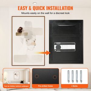 Cassaforte con Serratura Elettronica da 1,7 Piedi Cubici con Fessura per Deposito e 2 Chiavi di Emergenza, Armadietto Portaoggetti 17,71 X 13,77 X 13,7 Pollici - Product Image 6
