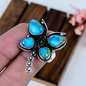 Anillo de Turquesa Azul Hielo en Plata de Ley, Anillo de Diseño Inspirado en la Naturaleza, Joyería Artesanal con Piedras Preciosas, Regalo de Cumpleaños para Ella - Product Image 2