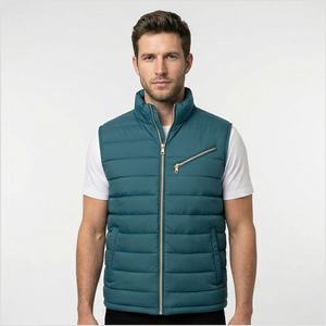 Chaqueta de invierno informal de talla grande para hombre con mangas acanaladas de poliéster transpirable chaleco impermeable hecho en Pakistán - Product Image 1