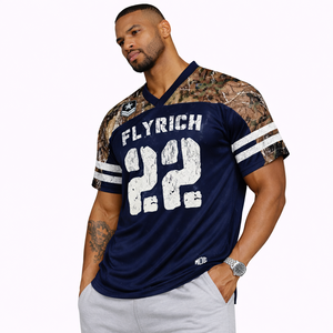Premium Quality Custom Mesh Navy American Football Jersey Men Sublimation Real tree Camo Sleeve Sportswear Bulk Team Uniform OEM - Product Image 4