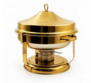 Chafing dish de style industriel martelé sur un support noir robuste à double niveau. Robuste et élégant pour hôtel, restaurant, mariage, fête ou maison - Product Image 3