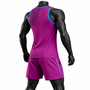 Uniforme de Running Personalizado para Hombre, Conjunto de Camiseta y Pantalones Cortos Sublimados, Ropa Deportiva Transpirable de Secado Rápido, Traje Atlético OEM - Product Image 2