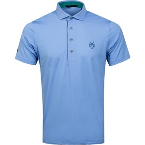 Polo à manches courtes bleu clair pour homme, logo loup brodé, tissage Oxford, coupe décontractée, respirant, 100% coton - Product Image 1