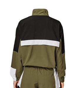 Women Color Block Tracksuit Set <b>Half</b>-<b>Zip</b> <b>Jacket</b> Shorts Breathable Lightweight Sporty Style Spring Outfit - Product Image 3