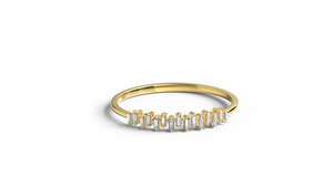 18K Gold Minimalist Staggered Baguette Diamond <b>Ring</b> For Women Dainty Half Eternity <b>Stacking</b> Band Fine Jewelry for Women - Product Image 1