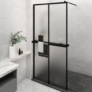 Paroi de douche walk-in noire 46,5''x74,8'' avec étagère, verre ESG et porte en aluminium - Product Image 1