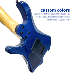 Guitarra eléctrica Blue Sparkle ST de 6 cuerdas con pastillas H-H, puente de trémolo simple, diapasón de palisandro, personalizada - Product Image 3