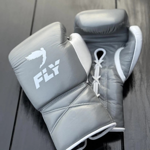 ถุงมือชกมวยฟลาย หนัง PU สีเทา แบบผูกเชือก 12 ออนซ์ อุปกรณ์ฝึกซ้อมสำหรับผู้ใหญ่ - Product Image 3