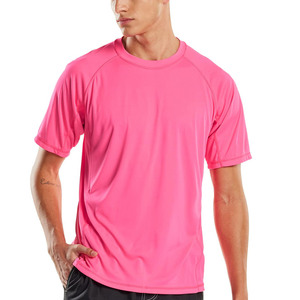 <b>Mens</b> Short Sleeve <b>Pink</b> Athletic <b>T</b> <b>Shirt</b> Quick Dry Breathable Performance Sports Top Polyester Spandex Gym Training Wear - Product Image 1